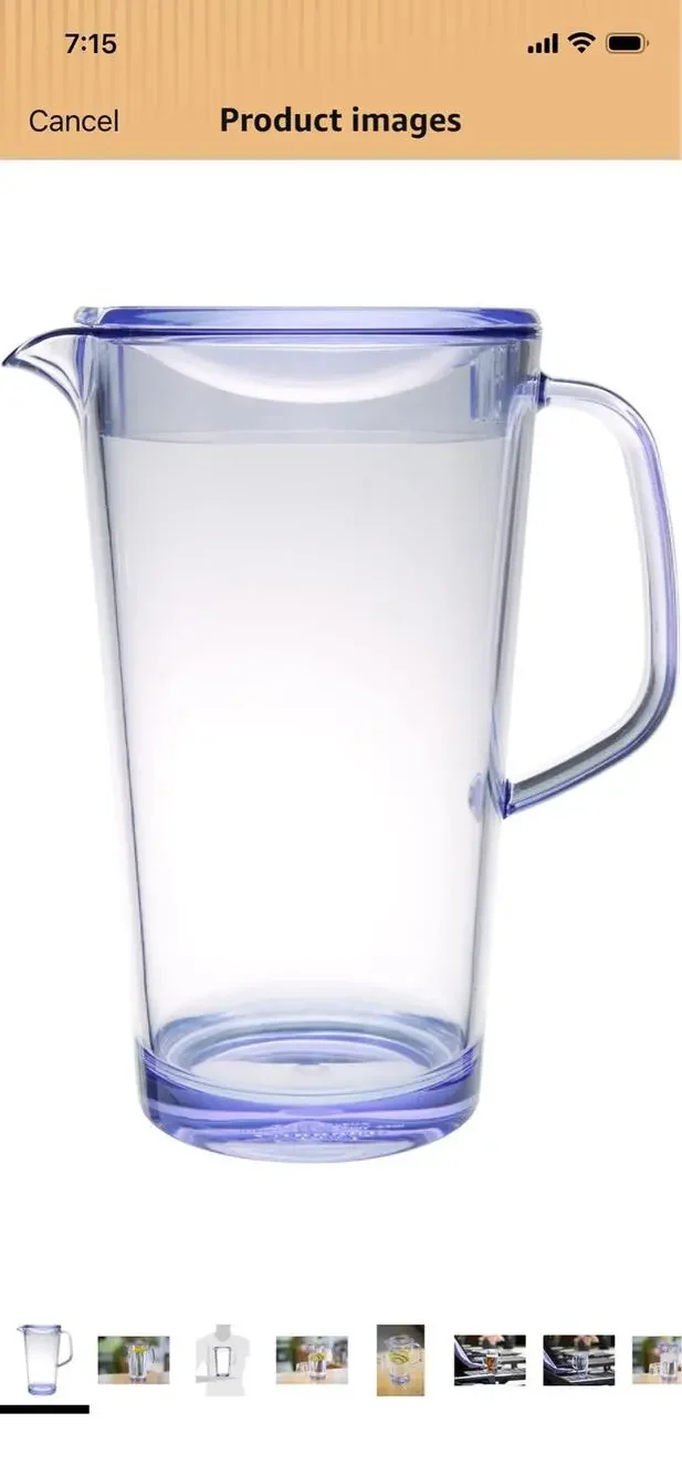 Service Ideas Clear Cold Beverage Pitcher 1.9L 64oz BPA‑Free Plastic w/ Lid